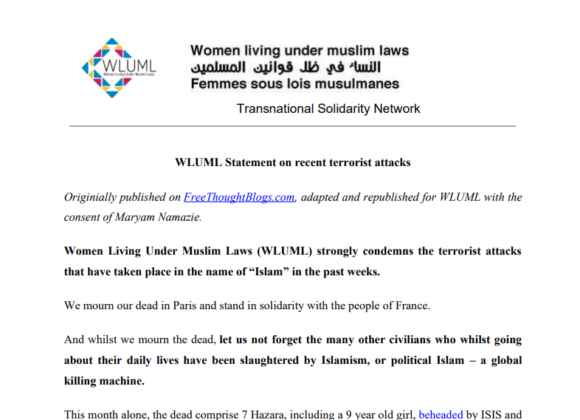 WLUML Strongly Condemns the Terrorist Attacks Taking Place in the Name of “Islam”