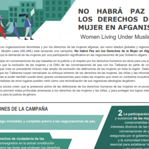 Flyer (Spanish): No Peace Without Women’s Rights in Afghanistan