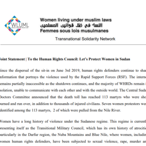 Joint Statement | To the Human Rights Council: Let’s Protect Women in Sudan