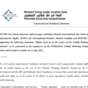 Civil Society Declaration: Rights Must Be At the Center of the Family Planning Summit