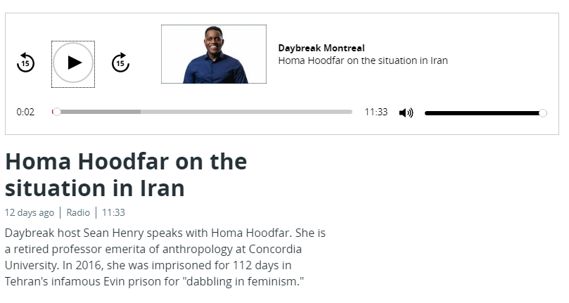 Homa Hoodfar on the situation in Iran