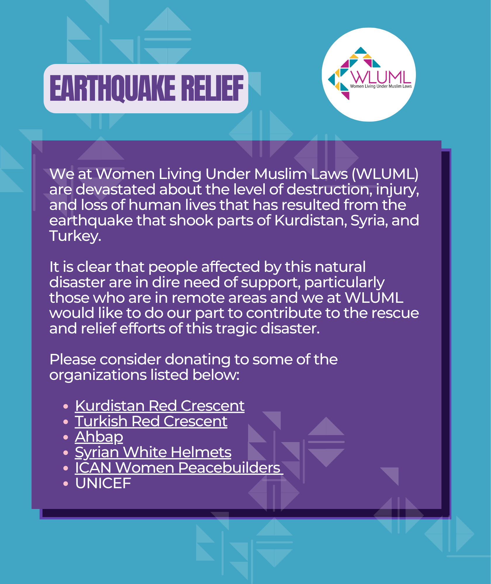 Turkey Earthquake Relief WLUML turkey-earthquake-relief-wluml